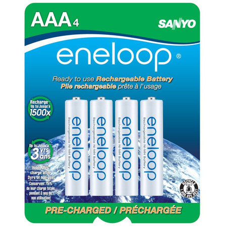 Sanyo Eneloop AAA Ni-MH Battery, 1500 Cycle, 4 Pack