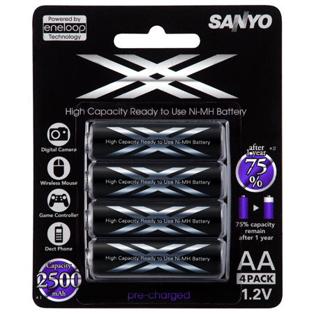 Sanyo Eneloop XX AA NiMH Rechargeable Battery, 4 Pack