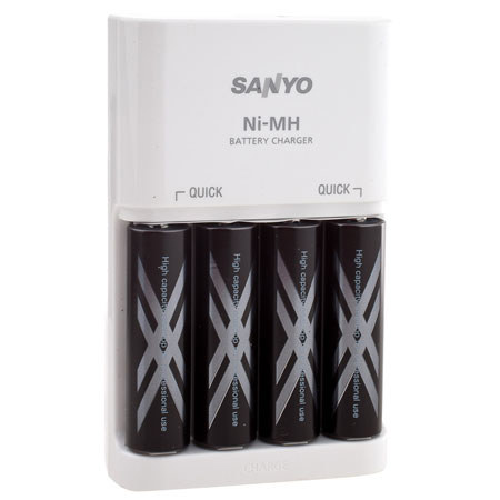 Sanyo MQR06 Charger with 4 AA Eneloop XX Size Batteries