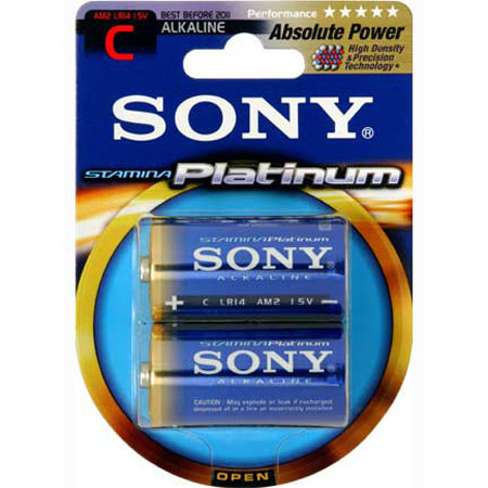 Sony Stamina Platinum Alkaline C Batteries, Pack of 2