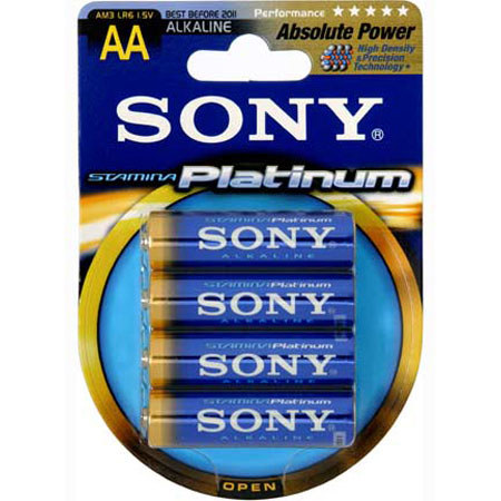 Sony Stamina Platinum Alkaline AA Batteries, Pack of 4
