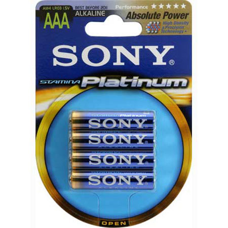 Sony Stamina Platinum Alkaline AAA Batteries, Pack of 4