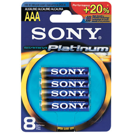 Sony Stamina Platinum Alkaline AAA Batteries, Pack of 8