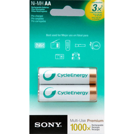 Sony Cycle Energy AA NiMH, 2000 mAh Batteries, 2-Pack