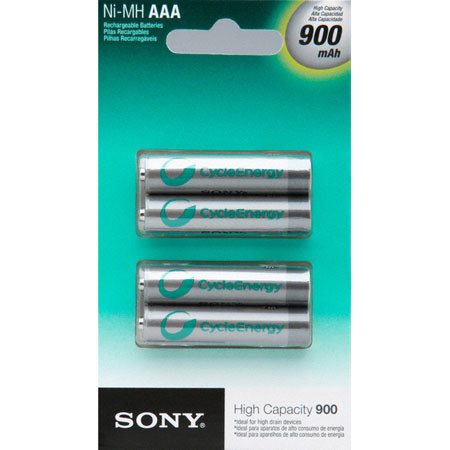 Sony Cycle Energy AAA NiMH, 900 mAh Batteries, 4-Pack