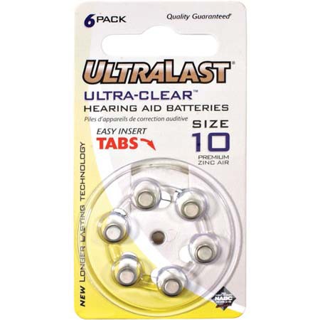 UltraLast Size #10 1.4V Zinc Air Hearing Aid Batteries