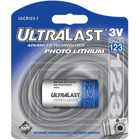 UltraLast CR-123A 3v Lithium Photo Battery, Pack of 1