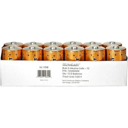 Ultralast D 1.5 Volt Alkaline Batteries, Bulk 12 Pack