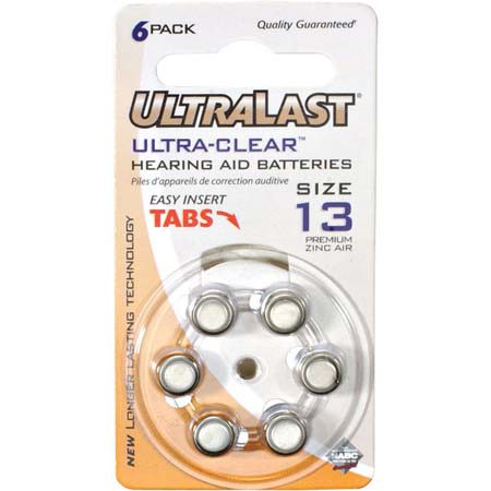 UltraLast Size #13 1.4V Zinc Air Hearing Aid Batteries