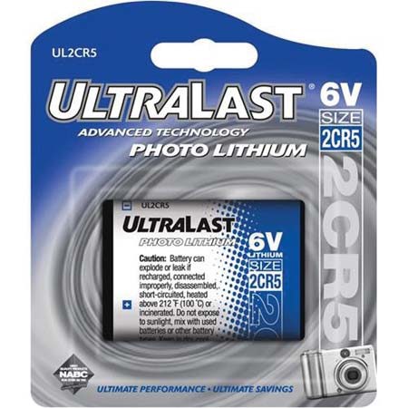 UltraLast 2CR5 6v Lithium Photo Battery, Pack of 1