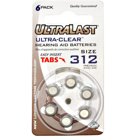 Ultralast Size no 312 1.4V Zinc Hearing Aid Batteries