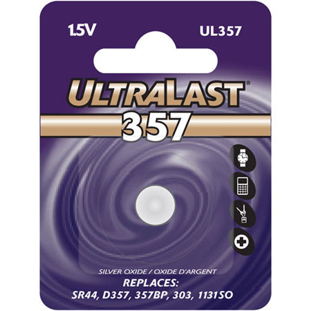 UltraLast UL357 1.5V Silver Oxide Replacement Battery