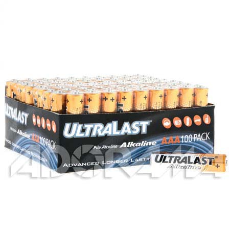 UltraLast AAA 1.5 Volt Alkaline Batteries, Bulk 100Pk