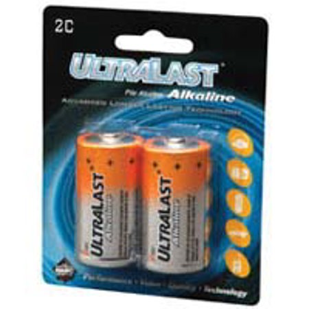 UltraLast C Size 1.5 Volt Alkaline Batteries, Pack of 2