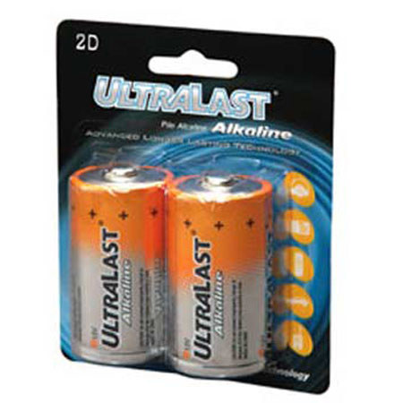UltraLast D Size 1.5 Volt Alkaline Batteries, Pack of 2