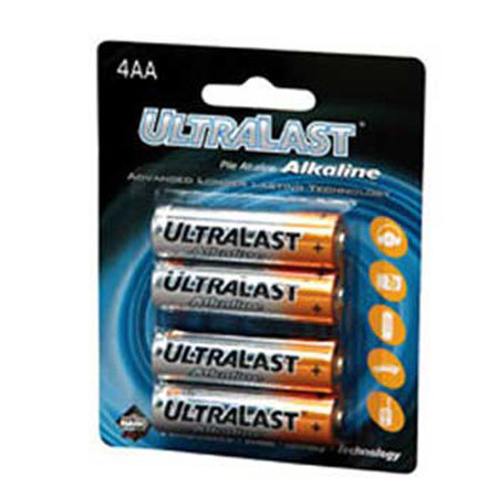 UltraLast AA 1.5 Volt Alkaline Batteries, Pack of 4