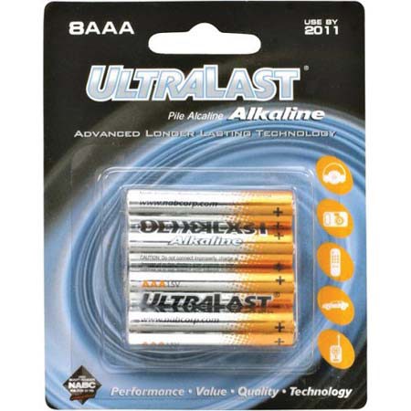 UltraLast AAA 1.5 Volt Alkaline Batteries, Pack of 8