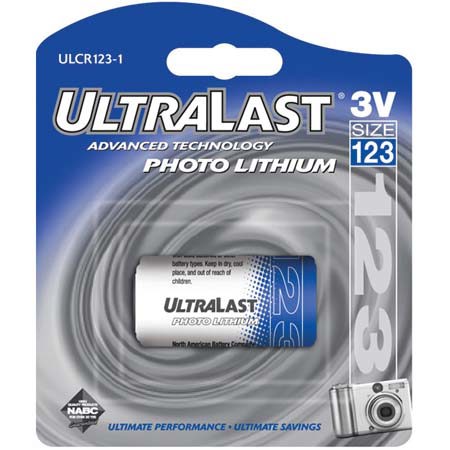 UltraLast CR-123 (700 mAh, 3v) Rechargeable Li-Ion Batt
