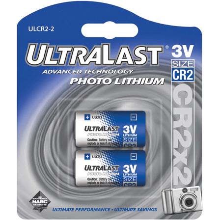 UltraLast CR2 3v Lithium Photo Batteries, Pack of 2