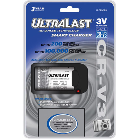 UltraLast CR-V3 Rechargeable Battery w/AC Chrgr / Adptr