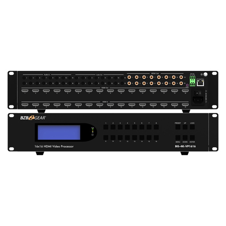 BZB GEAR BG-4K-VP1616 16x16 4K 60Hz HDMI Seamless Matrix Switcher and Video Wall Processor