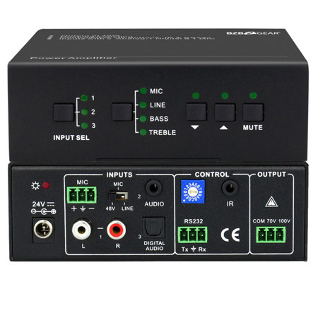 BZBGEAR BG-AMPC40 2-Channel 40W 70V Stereo/Mono Audio Class-D Amplifier