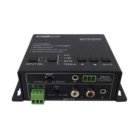 BZB GEAR BG-AMP2X20 2-Channel 40W Compact Stereo/Mono Audio Amplifier with 3 Inputs