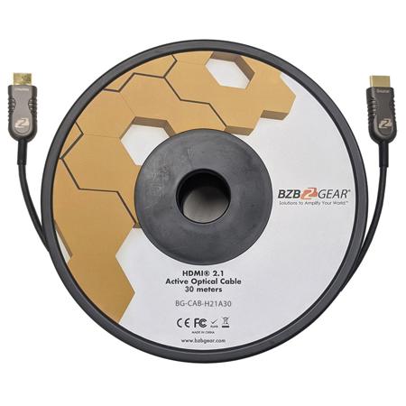 BZBGEAR BG-CAB-H21A30 HDMI 2.1 48Gbps 8K Ultra HD Active Optical Cable, 100'