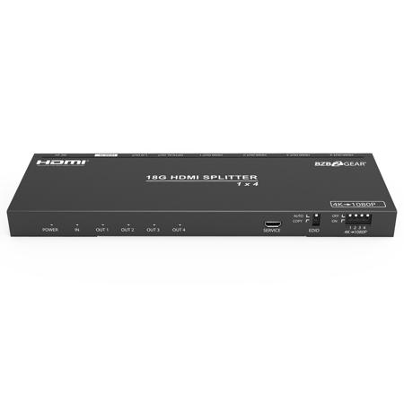 BZB GEAR BG-DA-1X4AS 4-Port 4K 60Hz HDMI Splitter with Down-Scaler, Digital and Analog Audio Output