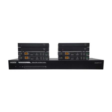 BZB GEAR BG-UDA-E18 1x8 4K 18Gbps HDMI HDBaseT Splitter/Distribution Amplifier with 8x Receivers, 390' Range