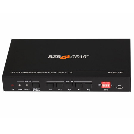 BZBGEAR BG-PS21-4K 2-Port 4K 60Hz KVM Switcher w/HDMI & USB-C Input, HDMI Output