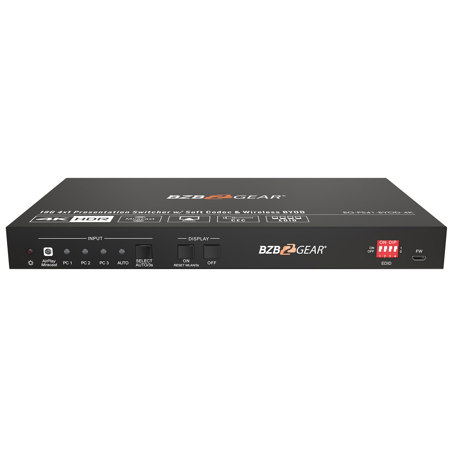 BZB GEAR BG-PS41-BYOD-4K 4-Port 4K Conference Room Wireless Presentation Switcher with HDMI/USB-C/Soft Codec
