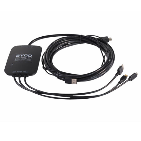 BZB GEAR BG-PS-BYOD-4K 3-Port Multi-Format Presentation Switcher with HDMI DisplayPort and USB-C