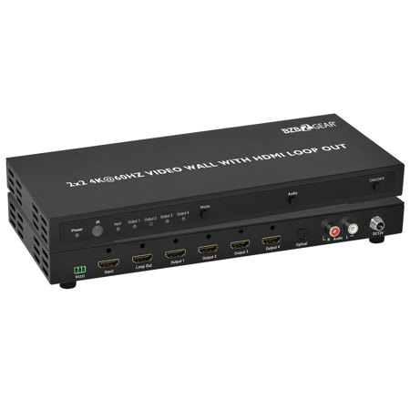 BZB GEAR BG-UHD-VW2X2 2x2 4K 60Hz HDMI Video Wall Controller with Audio