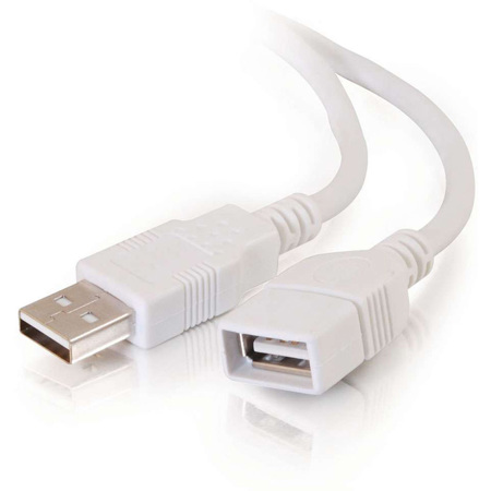 C2G Cables To Go 2m (6.56') USB 2.0 A Male to A Female Extension Cable, White