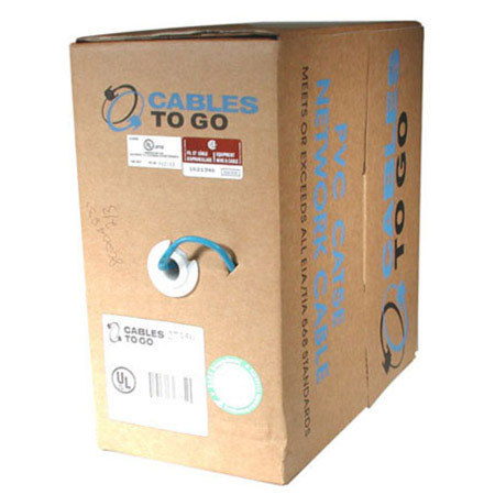 Cables to Go 1000' Cat5e Riser Rated Solid UTP Unshielded Network Cable, Blue