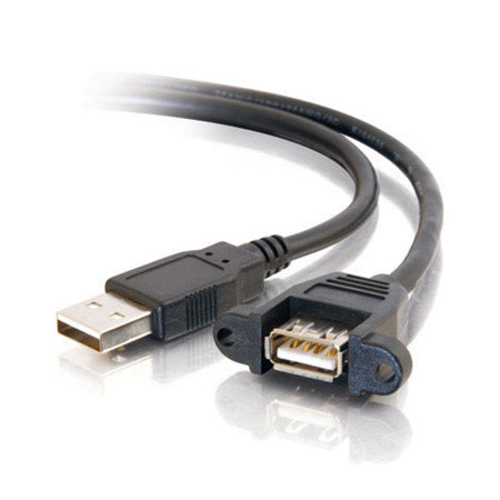 C2G 2' Panel-Mount USB 2.0 A Male to A Female Cable