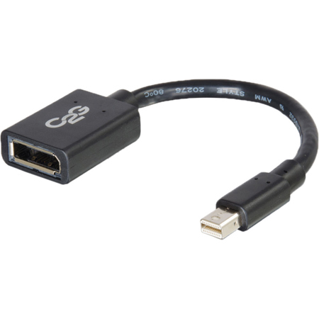 C2G 6" Mini DisplayPort Male to DisplayPort Female Adapter, Black
