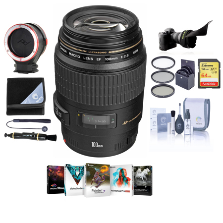Canon EF 100mm f/2.8 Macro USM Lens with Premium Accessory Bundle