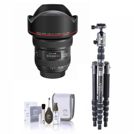 Canon EF 11-24mm f/4L USM Lens, Bundle with Vanguard VEO 3 GO 235AB 23mm 5-Section Aluminum Travel Tripod with T-50 Ball Head, Cleaning Kit
