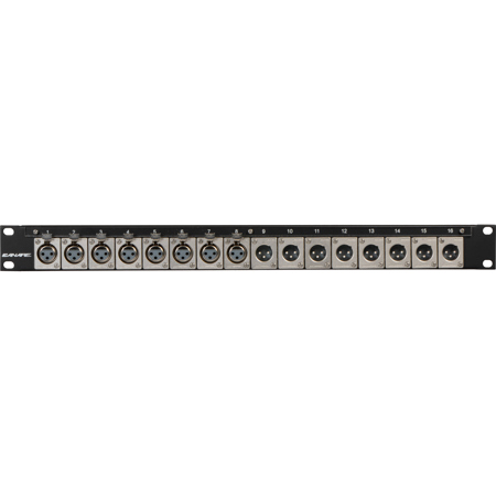 Canare 1RU A/V Bulkhead Panel, 16 Flush Mount XLR3-31/32F77 Type Connectors