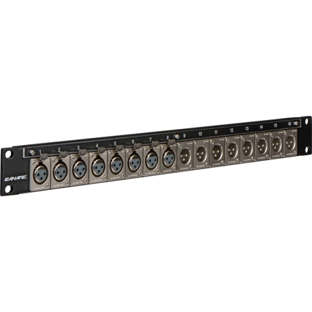 Canare 1RU A/V Bulkhead Panel, 16 Flush Mount XLR3-31F77 Type Connectors