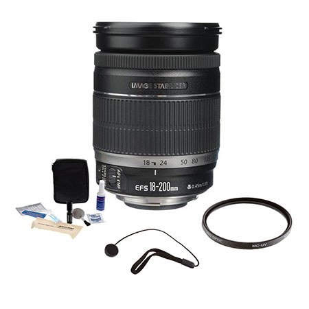 Canon EF-S 18-200mm f/3.5-5.6 IS Lens with Free Basic Accessory Bundle