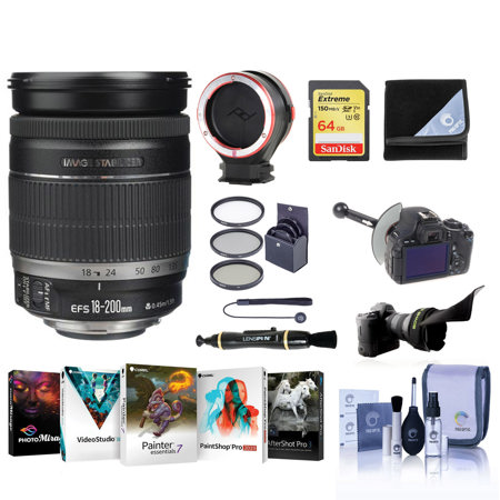 Canon EF-S 18-200mm f/3.5-5.6 IS Lens with Premium Accessory Bundle