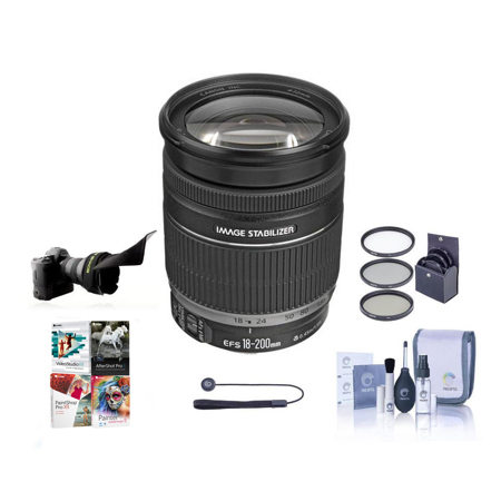 Canon EF-S 18-200mm f/3.5-5.6 IS Lens with Free Basic Accessory Bundle (PC)