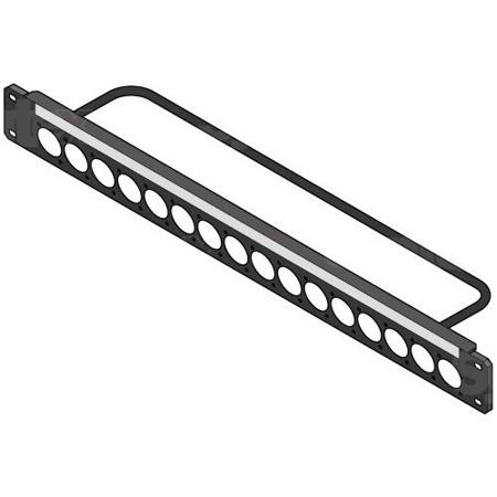 Canare Custom A/V Connector Flat Panel with Cable Tie Bar, 1RU, F77 Type, 16 Holes