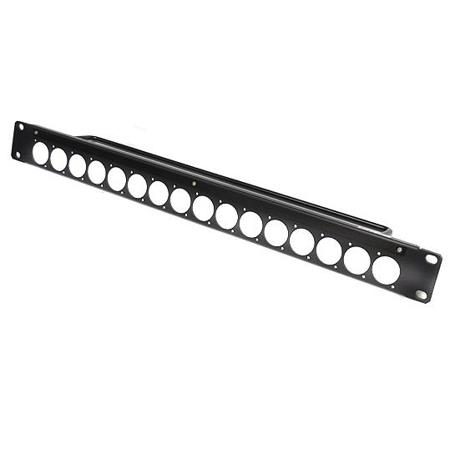 Canare Custom A/V Connector Flat Panel with Cable Tie Bar, 1RU, Neutrik D Type