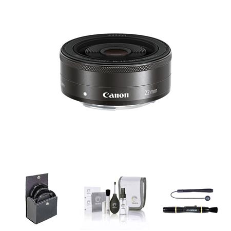 Canon EF-M 22mm f/2 STM Lens (Black) with Essential Accessories Kit