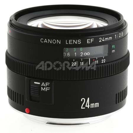 Canon EF 24mm f/2.8 Wide Angle Lens USA -BUNDLE- w/Filter BUNDLE, Cleaning BUNDL