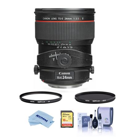 Canon TS-E 24mm f/3.5L II Tilt-Shift Lens, Bundle with Hoya 82mm UV+CPL Filter Kit, 32GB UHS-I SDHC Card, Cleaning Kit, Cleaning Cloth